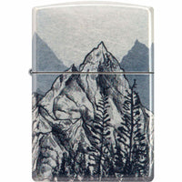 Zippo Windproof Pocket Lighter Mountain Sketch Design Tumbled Chrome 46280 ,
