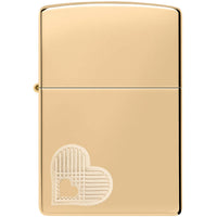Zippo Windproof Pocket Lighter Double Hearts Design High Polish Brass 46281 ,