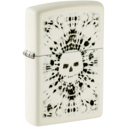 Zippo Windproof Pocket Lighter Glowing Skull Design White Metal 46289 ,