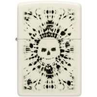 Zippo Windproof Pocket Lighter Glowing Skull Design White Metal 46289 ,