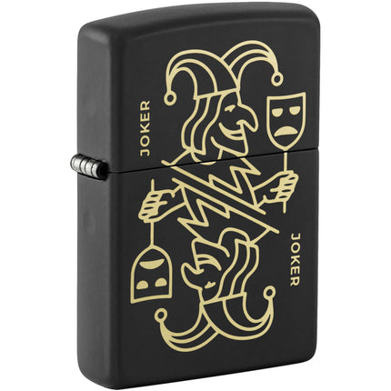 Zippo Windproof Pocket Lighter Masked Joker Design Matte Black Metal 46290 ,