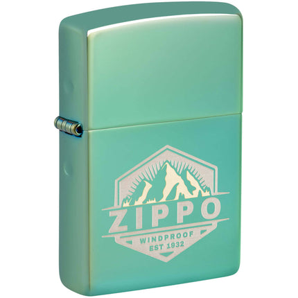 Zippo Windproof Pocket Lighter Zippo Badge Design High Polish Green Metal 46293 ,