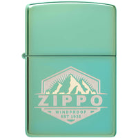Zippo Windproof Pocket Lighter Zippo Badge Design High Polish Green Metal 46293 ,
