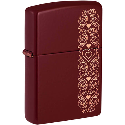 Zippo Windproof Pocket Lighter Heart Garland Design Laser Engrave Merlot 46296 ,