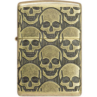 Zippo Windproof Pocket Lighter Cackling Cranium Design Antique Brass Metal 46302 ,