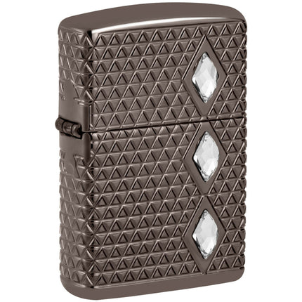 Zippo Windproof Pocket Lighter Diamond Pattern Design Black Ice Metal 46316 ,