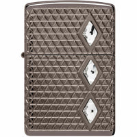 Zippo Windproof Pocket Lighter Diamond Pattern Design Black Ice Metal 46316 ,