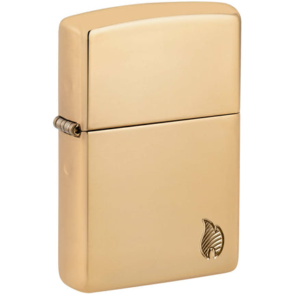 Zippo Windproof Pocket Lighter Armor High Polish Brass Flame Design Metal 46397 ,