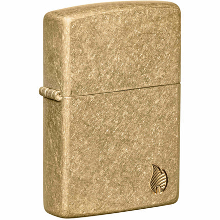 Zippo Windproof Pocket Lighter Armor Tumbled Brass Flame Design Metal 46398 ,