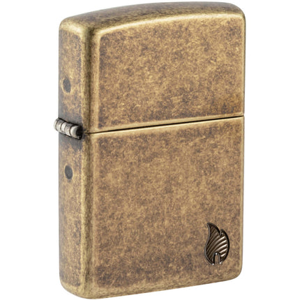 Zippo Windproof Pocket Lighter Armor Antique Brass Flame Design Metal 46400 ,