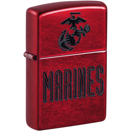 Zippo Windproof Pocket Lighter U.S. Marine Corps Candy Apple Red Metal 46418 ,