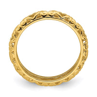 Sterling Silver Stackable Expressions Gold-plated Carved Ring | QSK1610 ,