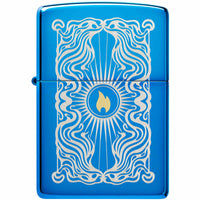 Zippo Windproof Pocket Lighter Fancy Flame Design High Polish Blue 46424 ,