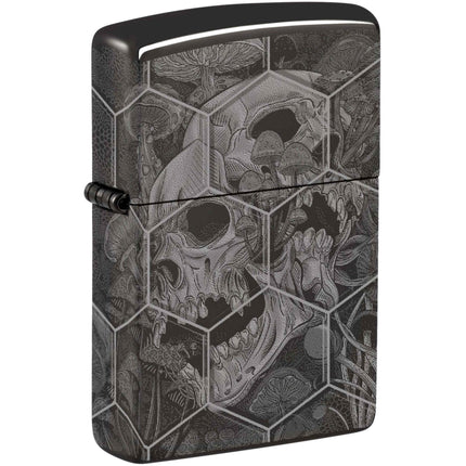 Zippo Windproof Pocket Lighter Mushroom Skulls Design High Polish Black 46425 ,
