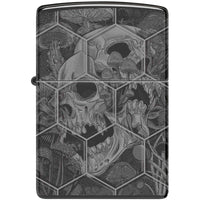 Zippo Windproof Pocket Lighter Mushroom Skulls Design High Polish Black 46425 ,