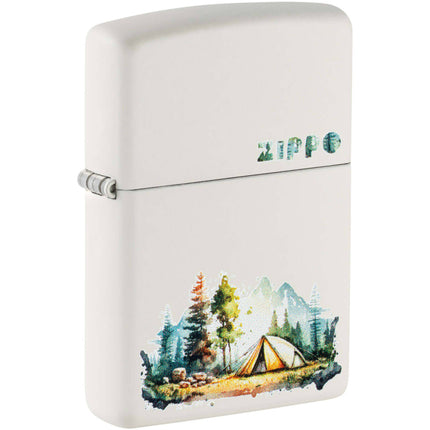 Zippo Windproof Pocket Lighter Nature Retreat Design Matte White Metal 46474 ,
