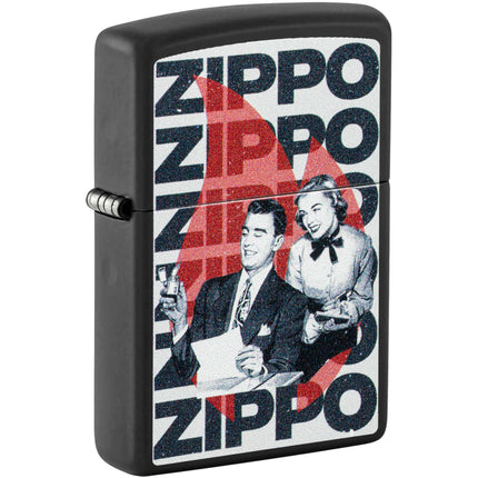 Zippo Windproof Pocket Lighter Vintage Zippo Design Matte Black Metal 46475 ,