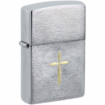 Zippo Windproof Pocket Lighter Angel Aura Design Brushed Chrome Metal 46479 ,