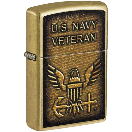 Zippo Windproof Pocket Lighter United States Navy Design Street Brass 46489 ,