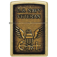 Zippo Windproof Pocket Lighter United States Navy Design Street Brass 46489 ,
