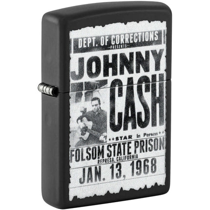 Zippo Windproof Pocket Lighter Johnny Cash Color Image Design Matte Black 46490 ,