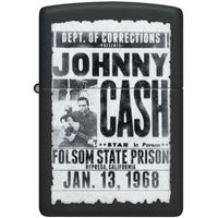 Zippo Windproof Pocket Lighter Johnny Cash Color Image Design Matte Black 46490 ,