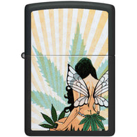 Zippo Windproof Pocket Lighter Cannabis Fairy Design Matte Black Metal 46576 ,
