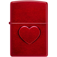 Zippo Windproof Pocket Lighter Stamped Heart Design Candy Apple Red Metal 46588 ,