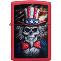 Zippo Windproof Pocket Lighter Uncle Skeleton Design Matte Red Metal 46696 ,