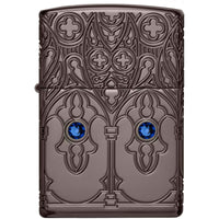 Zippo Windproof Pocket Lighter Gothic Window Design Armor Black Ice Metal 46753 ,