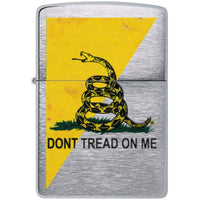 Zippo Windproof Pocket Lighter Dont Tread On Me Brushed Chrome Metal 48118 ,