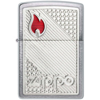Zippo Windproof Pocket Lighter Zippo Tiles Emblem Design Brushed Chrome 48126 ,