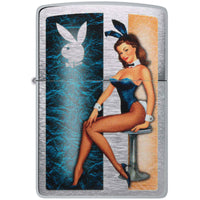 Zippo Windproof Pocket Lighter Playboy Playmate Brushed Chrome Metal 48374 ,