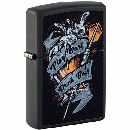 Zippo Windproof Pocket Lighter Darts Design Matte Black Metal 48679 ,