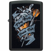 Zippo Windproof Pocket Lighter Darts Design Matte Black Metal 48679 ,