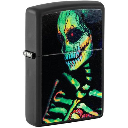 Zippo Windproof Lighter Sugar Skeleton Design Classic Black Matte Finish 48761 ,