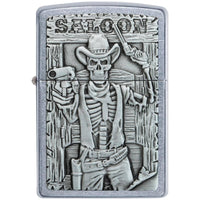 Zippo Windproof Lighter Saloon Skull Emblem Design Street Chrome Finish 49298 ,