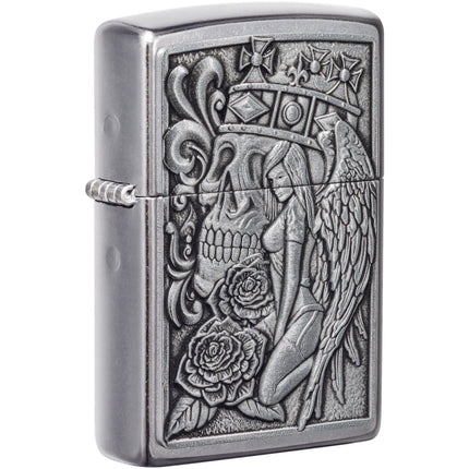 Zippo Windproof Lighter Skull and Angel Emblem Design Street Chrome Finish 49442 ,