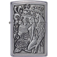 Zippo Windproof Lighter Skull and Angel Emblem Design Street Chrome Finish 49442 ,
