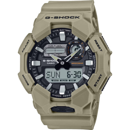 Casio Men's Watch G-Shock World Time Beige Resin Strap Analog-Digital GA010-5A ,
