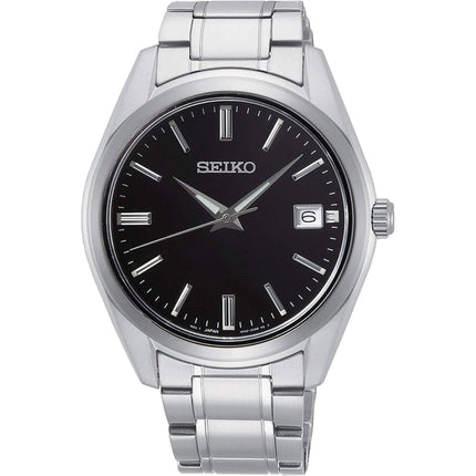 Seiko Men's Watch - Classic Quartz Black Dial Stainless Steel Bracelet | SUR311P1 ,