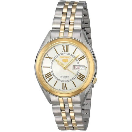 Seiko Men's Watch - Seiko 5 Automatic White Dial Two Tone Bracelet | SNKL36J1 ,