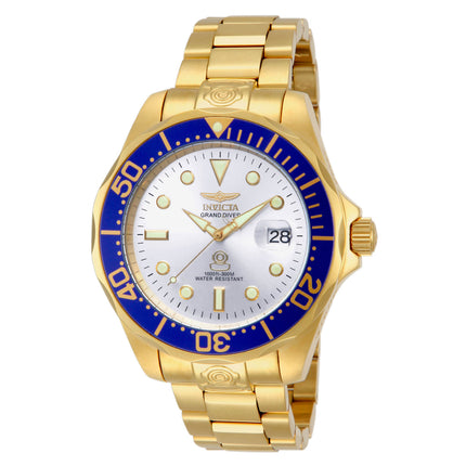 Invicta 13872 Men's Grand Diver Automatic Silver Dial Gold Tone Steel Dive Watch ,