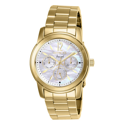 Invicta 0465 Women's Angel MOP White Dial Gold Plated Steel Bracelet Watch ,