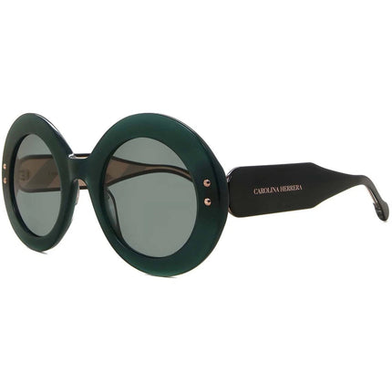Carolina Herrera Women's Sunglasses - Green Acetate Round Frame | HER 0081/S 01ED/QT ,