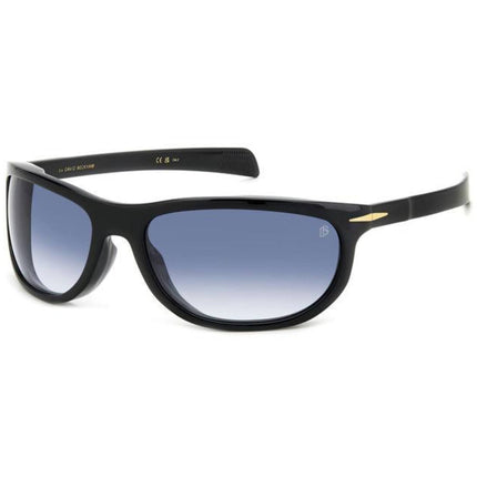 David Beckham Men's Sunglasses - Black Acetate Wraparound Frame | DB 7117/S 0807/08 ,