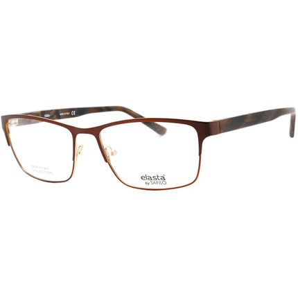 Elasta Men's Eyeglasses - Matte Brown Beige Metal Full Rim Rectangular | E 3123 0AAI ,