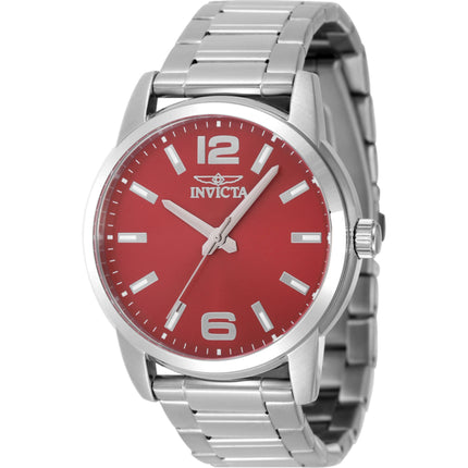 Invicta Men's Watch - Celestial Quartz Red Dial Silver Tone Steel Bracelet | 48496 ,
