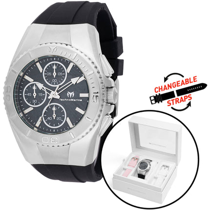 Technomarine Women's Watch - Cruise Original Black Dial Silicone Strap | TM-124033 ,
