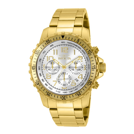 Invicta Men's Specialty Pilot Chronograph Watch - Silver Dial Yellow Gold Steel ,